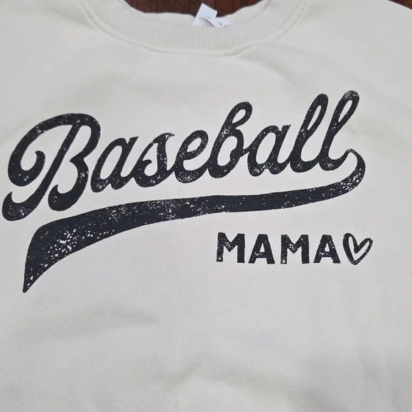 Baseball Mama Cream Sweatshirt Size Large - Picture 2 of 6